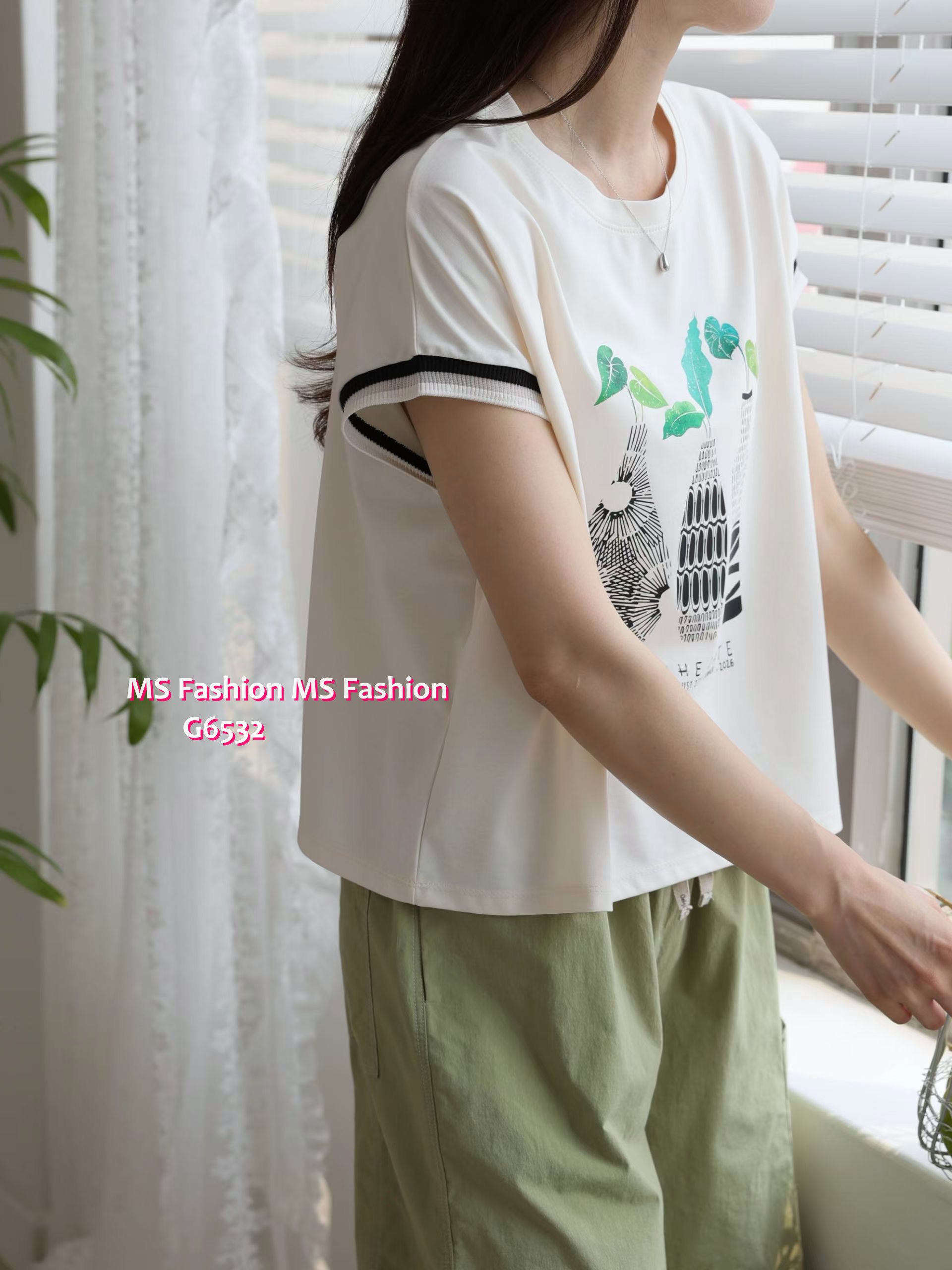 G6532 靚花瓶print top