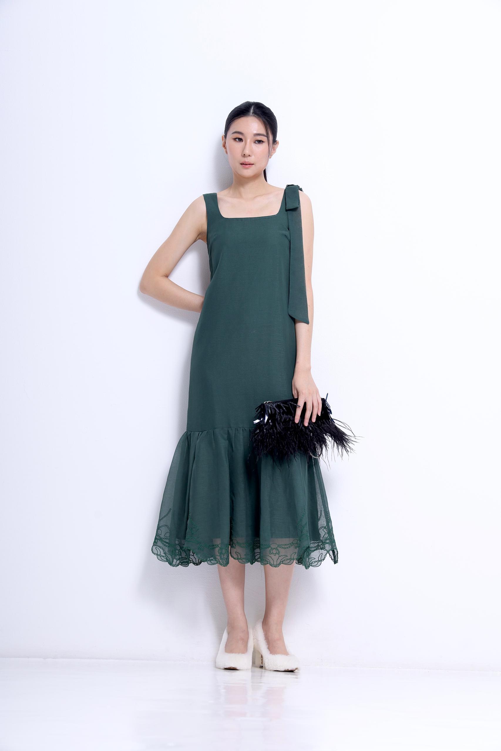 CD2152 PHEONY MESH ORGANZA EMBD DRESS