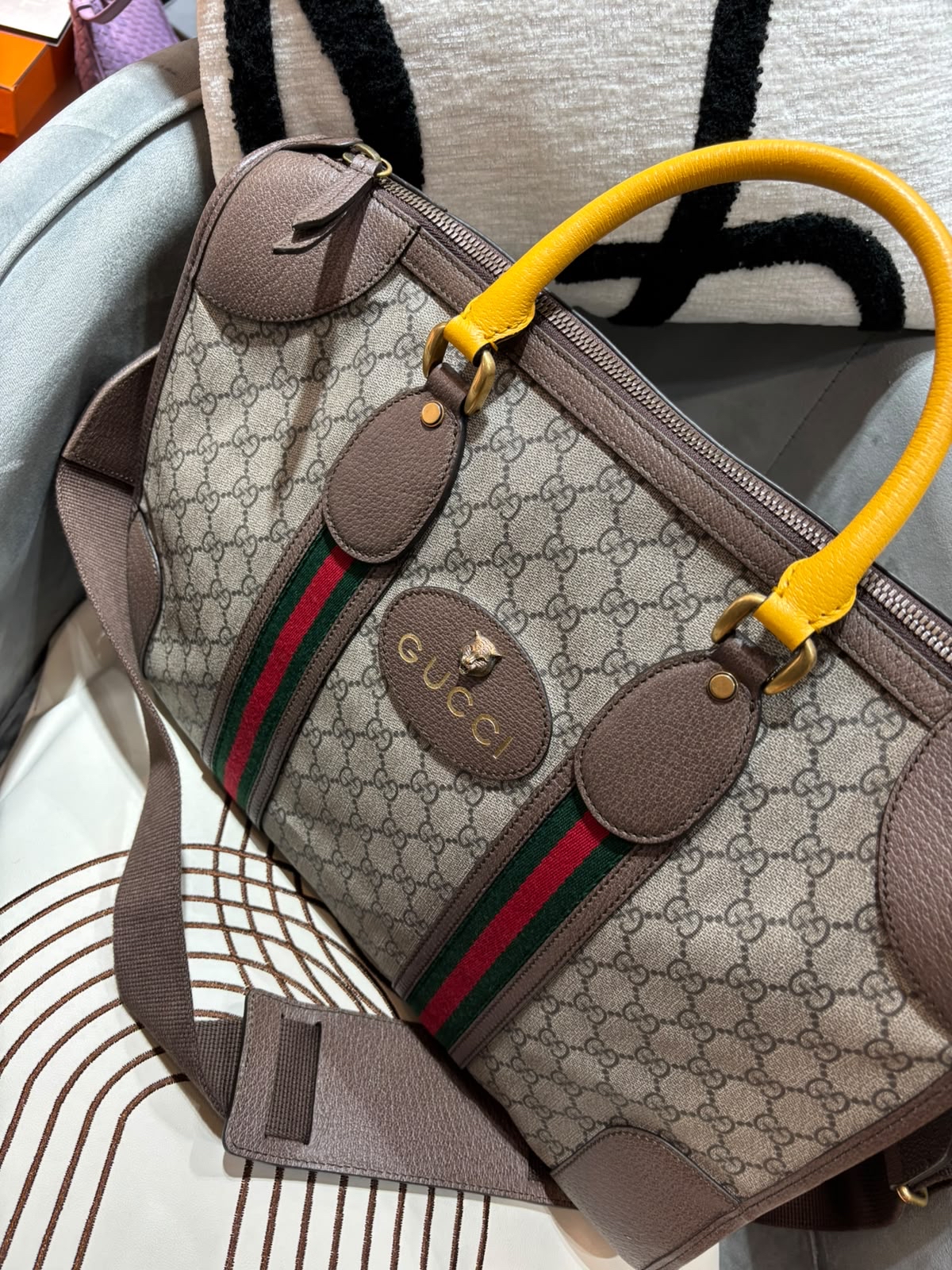 GUCCI Neo Vintage GG Monogram Web Duffle 2 way bag 480500  100%Authentic, 98%New✅Dust bag