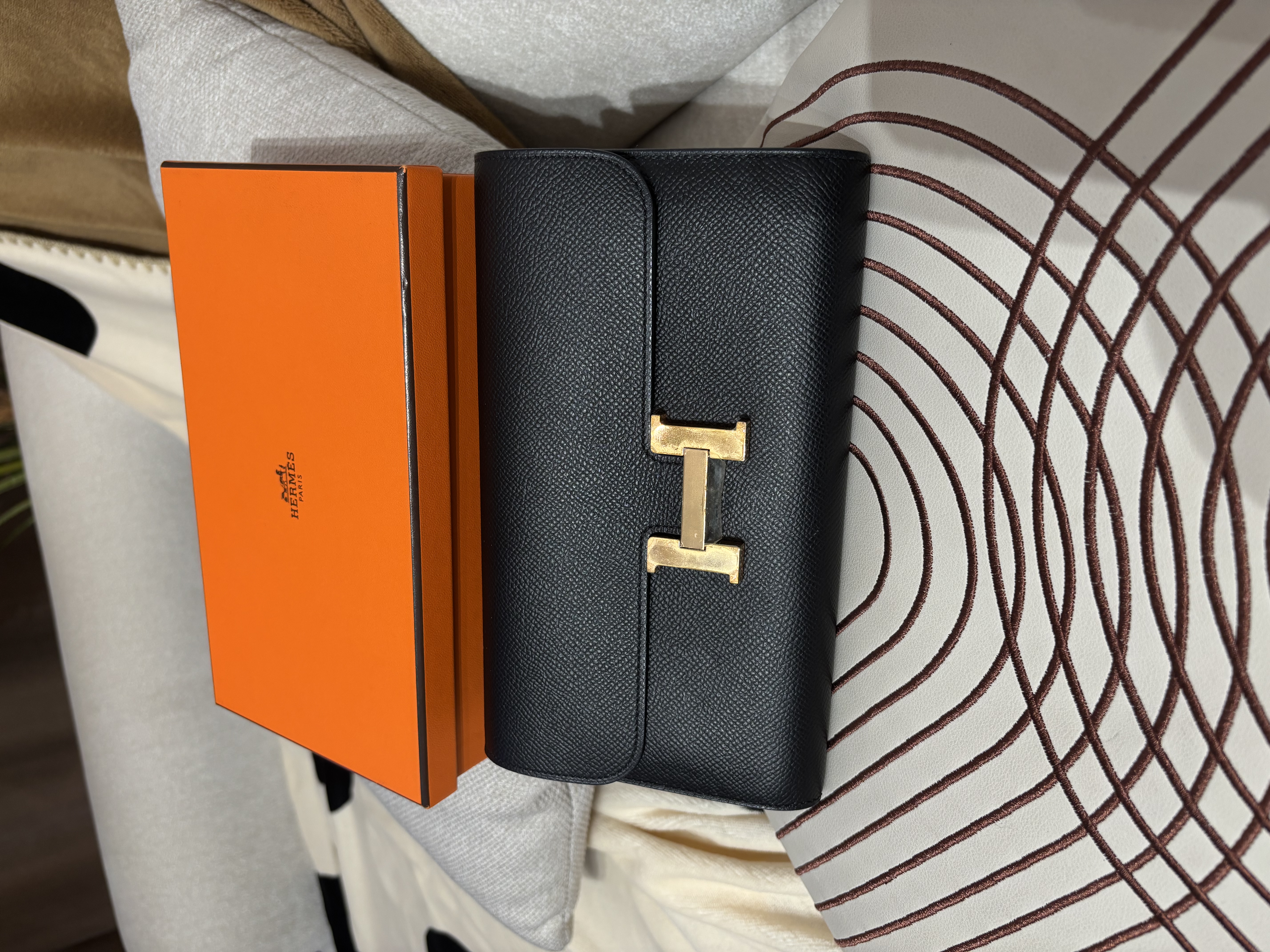 Hermes Constance wallet STAMP D ,黑色牛皮金扣 100%Authentic,95%new✅box 