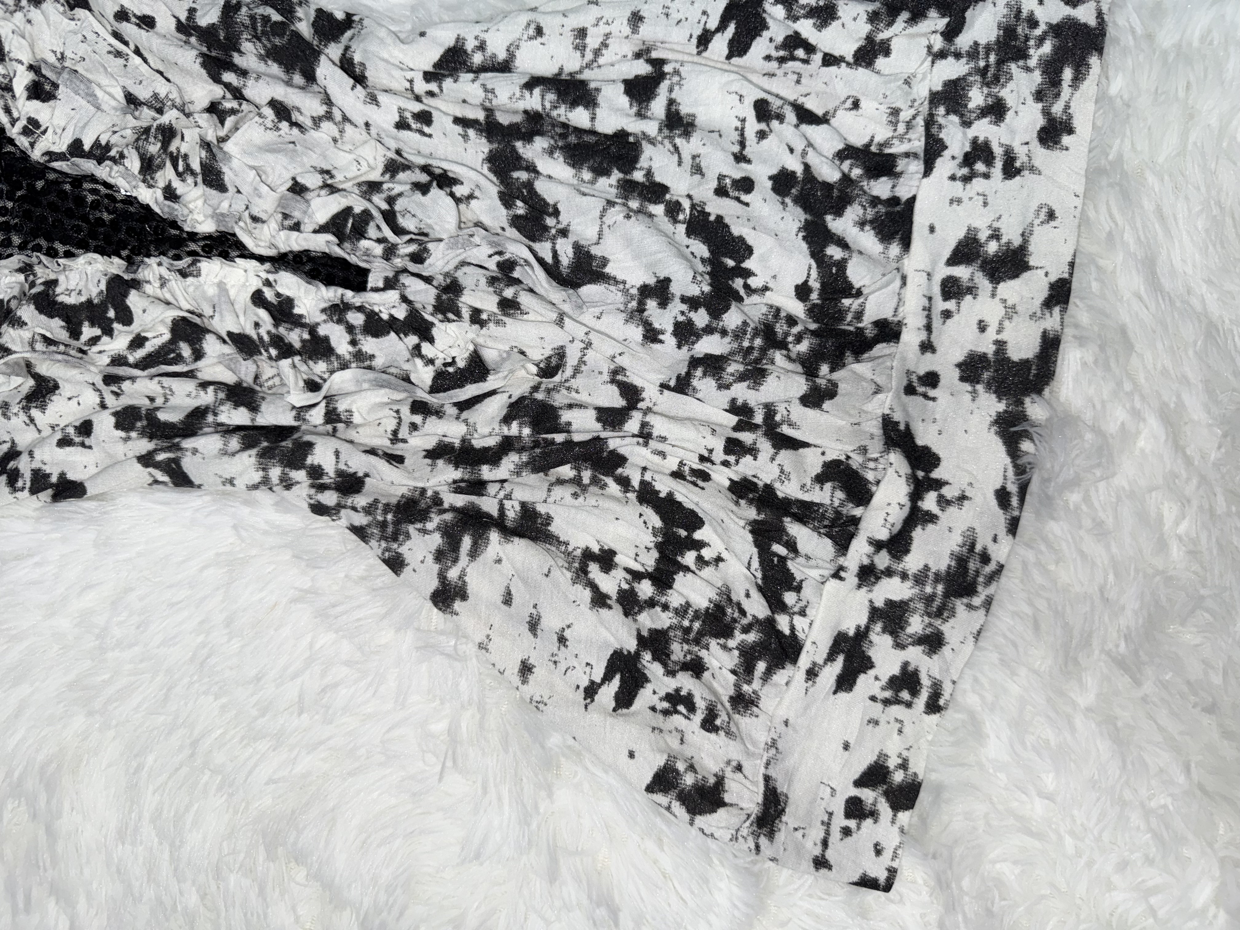 Black White Printed Sleeveless Mini Dress/Top