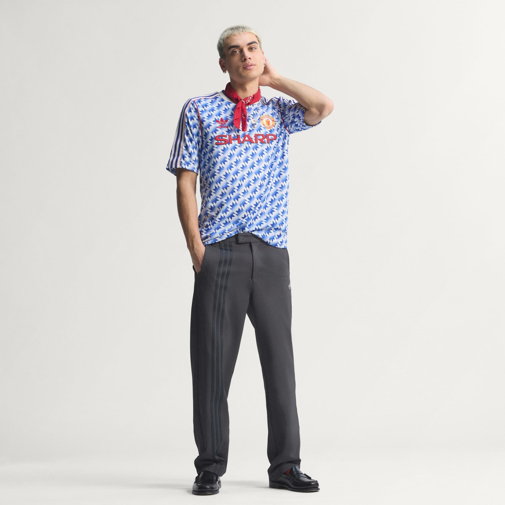 傳奇藍色美學 ⚽ Adidas Originals Manchester United 曼聯 1991/92 短袖復刻作客球衣 (可加印字) JM5495