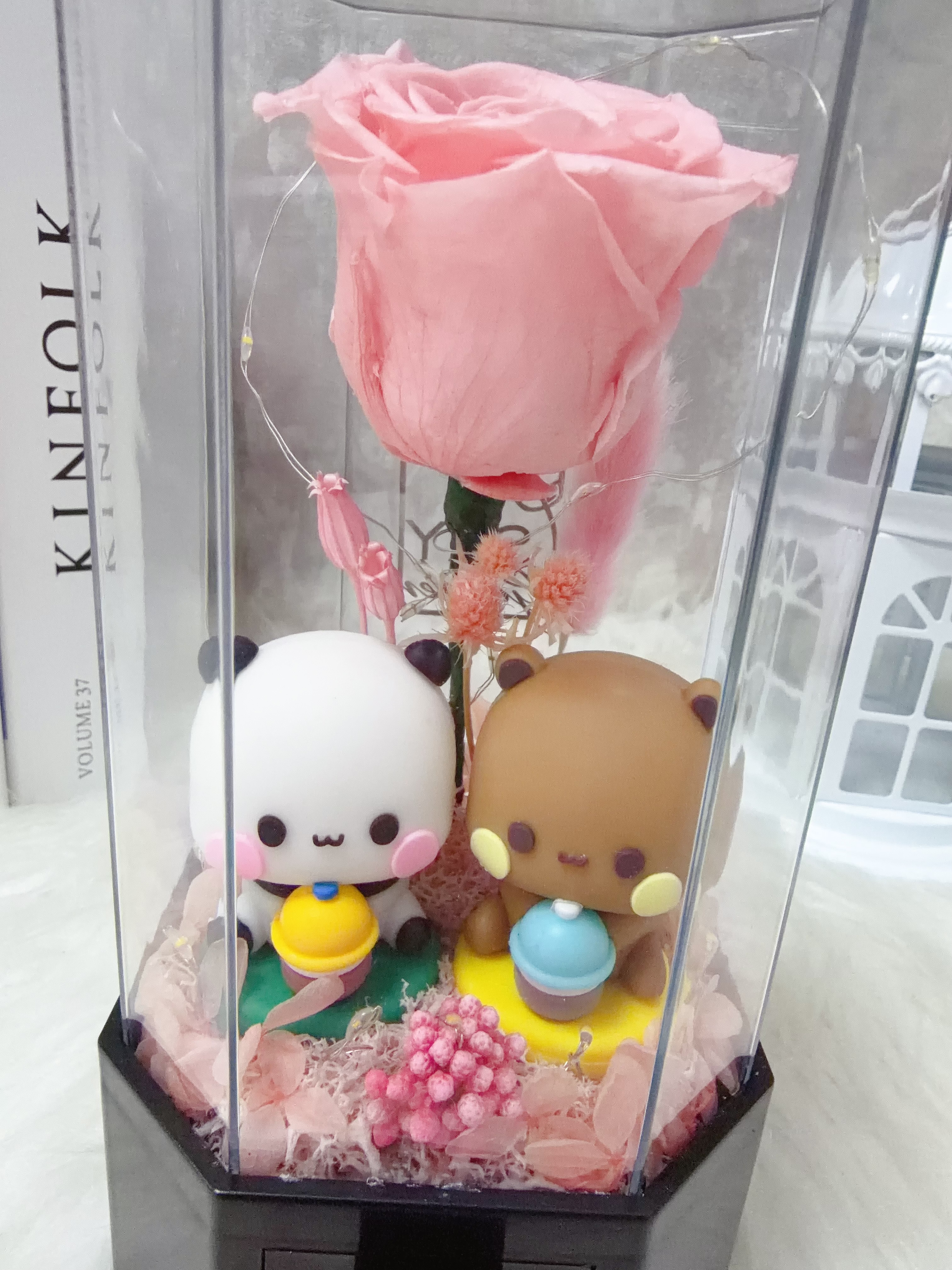 一二布布粉紅玫瑰永生花細花盒