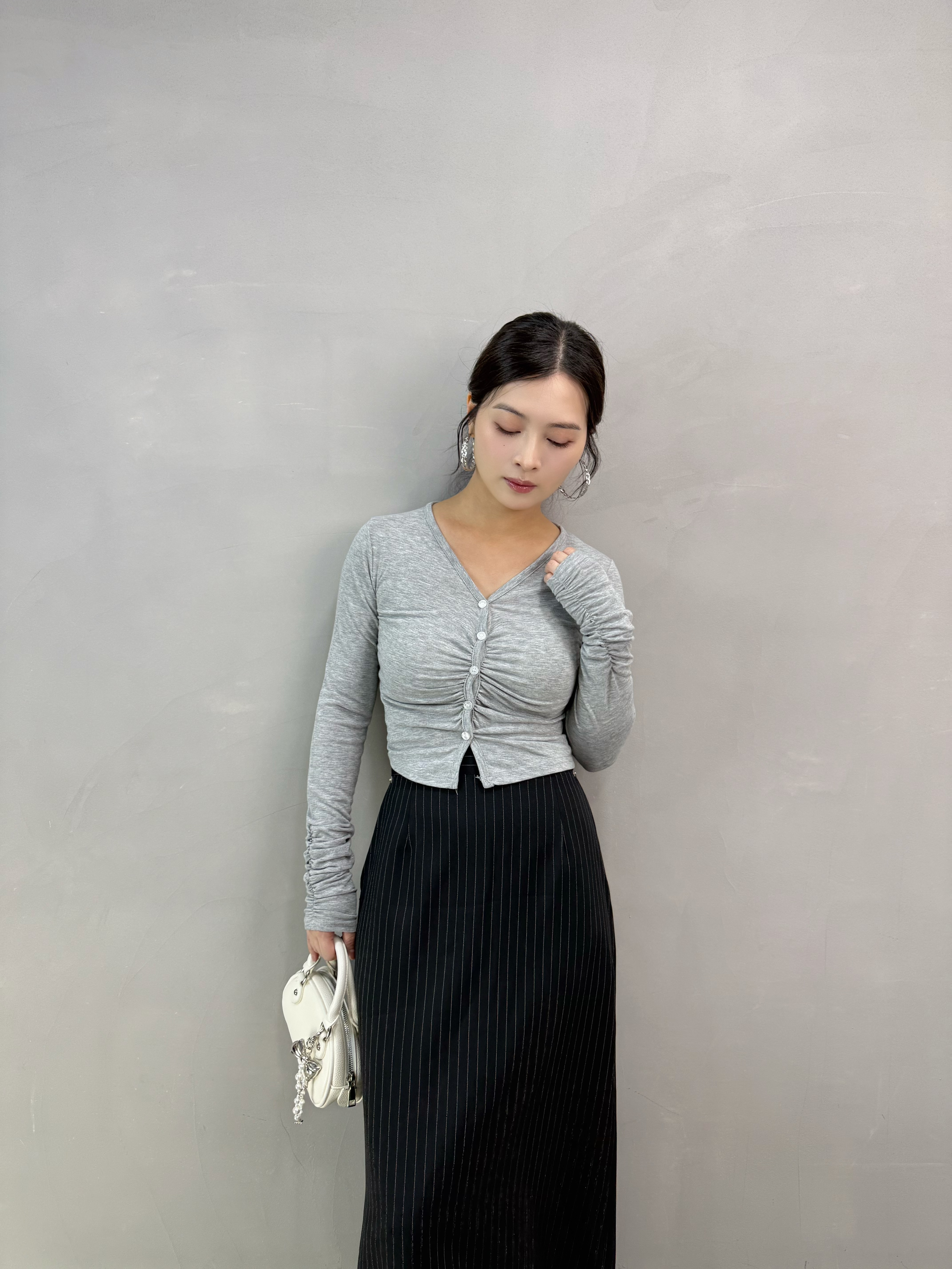 Y94 扣鈕打褶外套