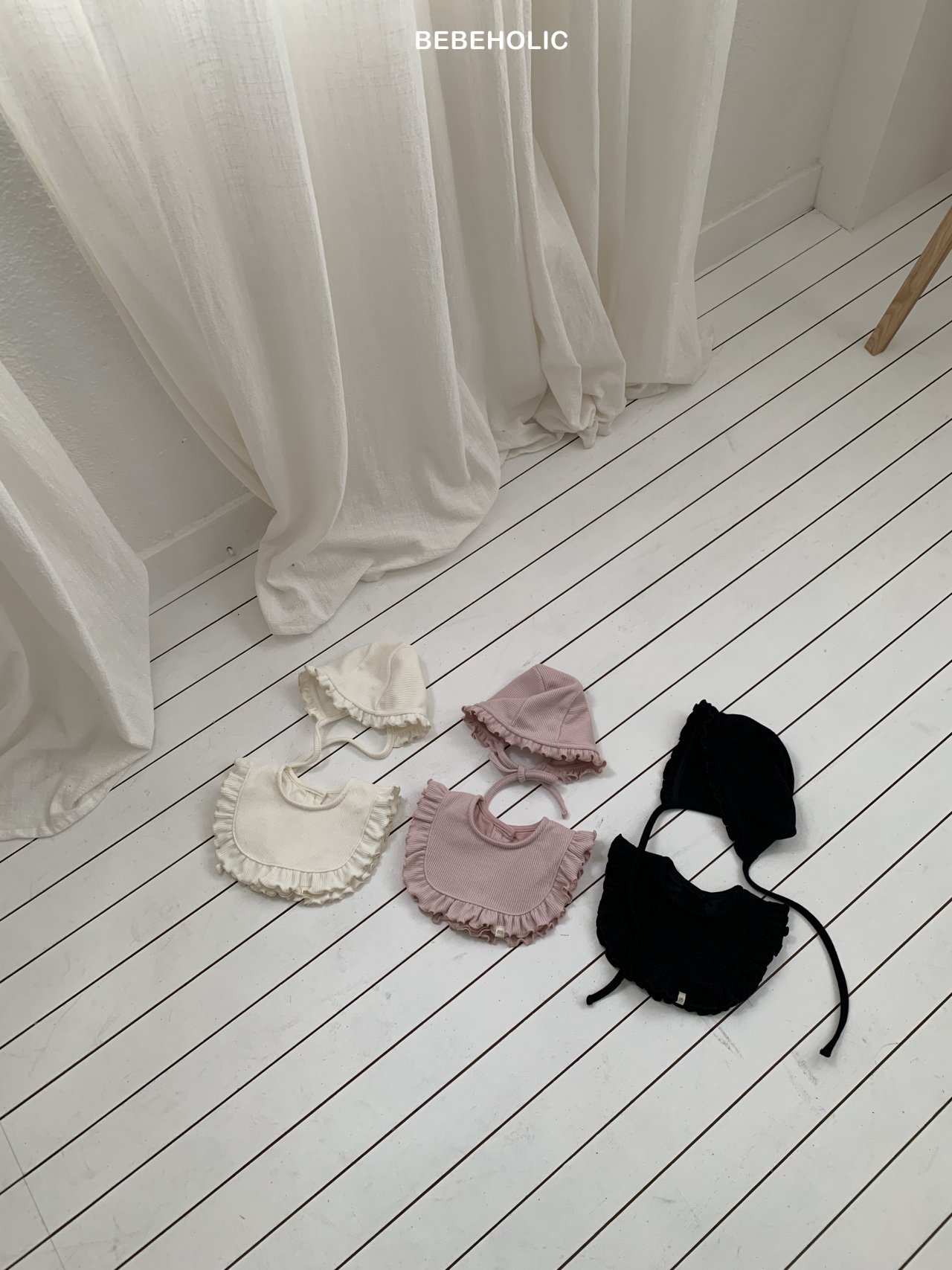 🌸預訂 韓國直送🌸🇰🇷BEBEHOLIC三色標籤荷葉邊圍巾帽子套裝