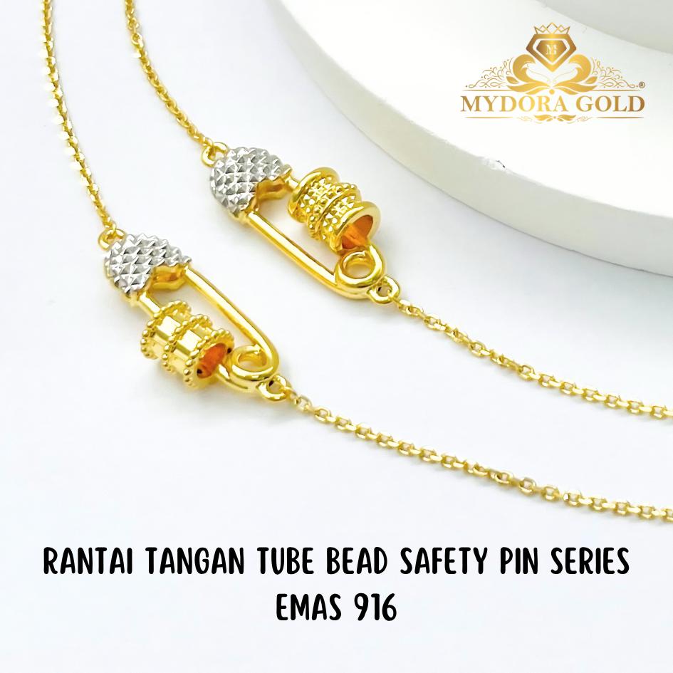 MYDORA Rantai Tangan Tube Bead Safety Pin Series l EMAS 916/22K