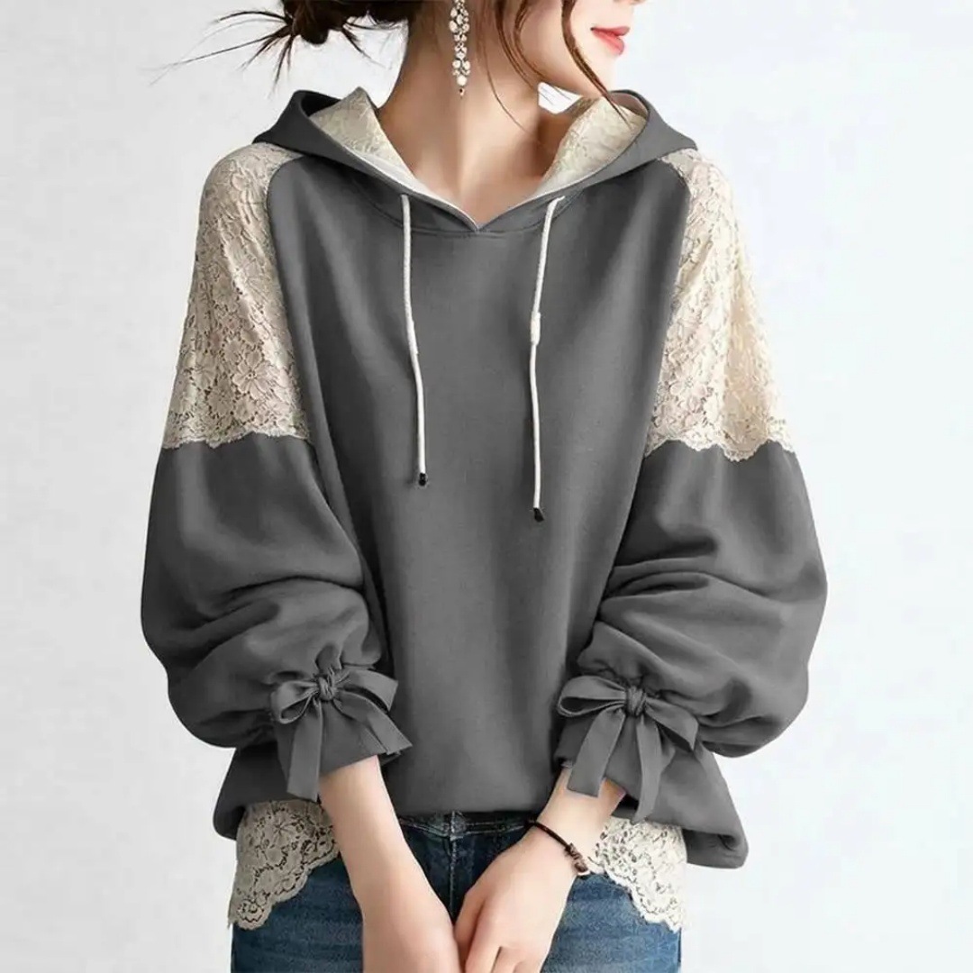 $118件。🌸 透感蕾絲拼接連帽衛衣 🌸