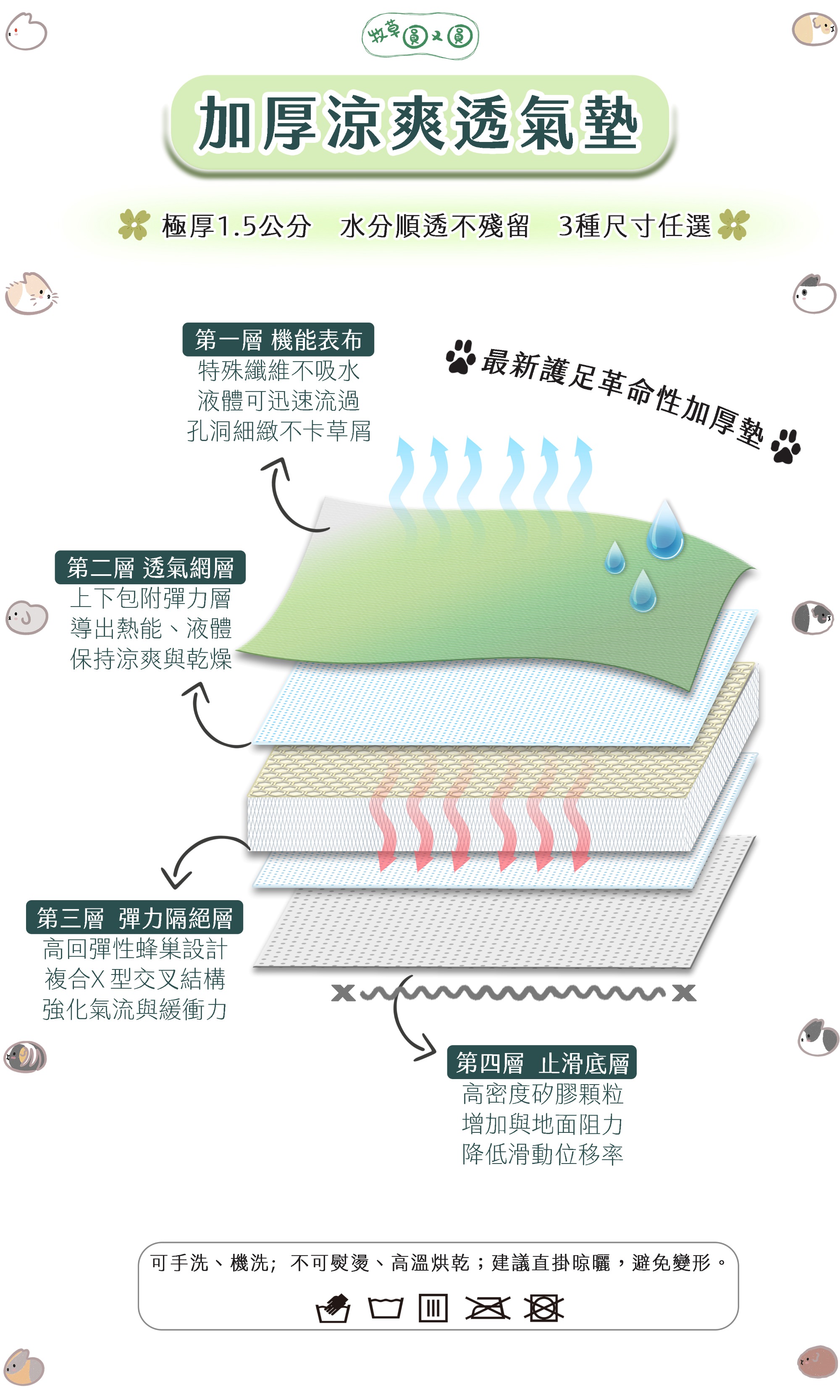 台灣牧草圓又圓 加厚涼爽透氣墊 櫻花海粉紅色