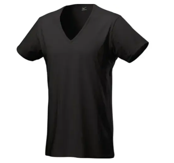 MIZUNO 抗菌快乾吸濕排汗 男士V領短袖T恤 黑色 平行進口