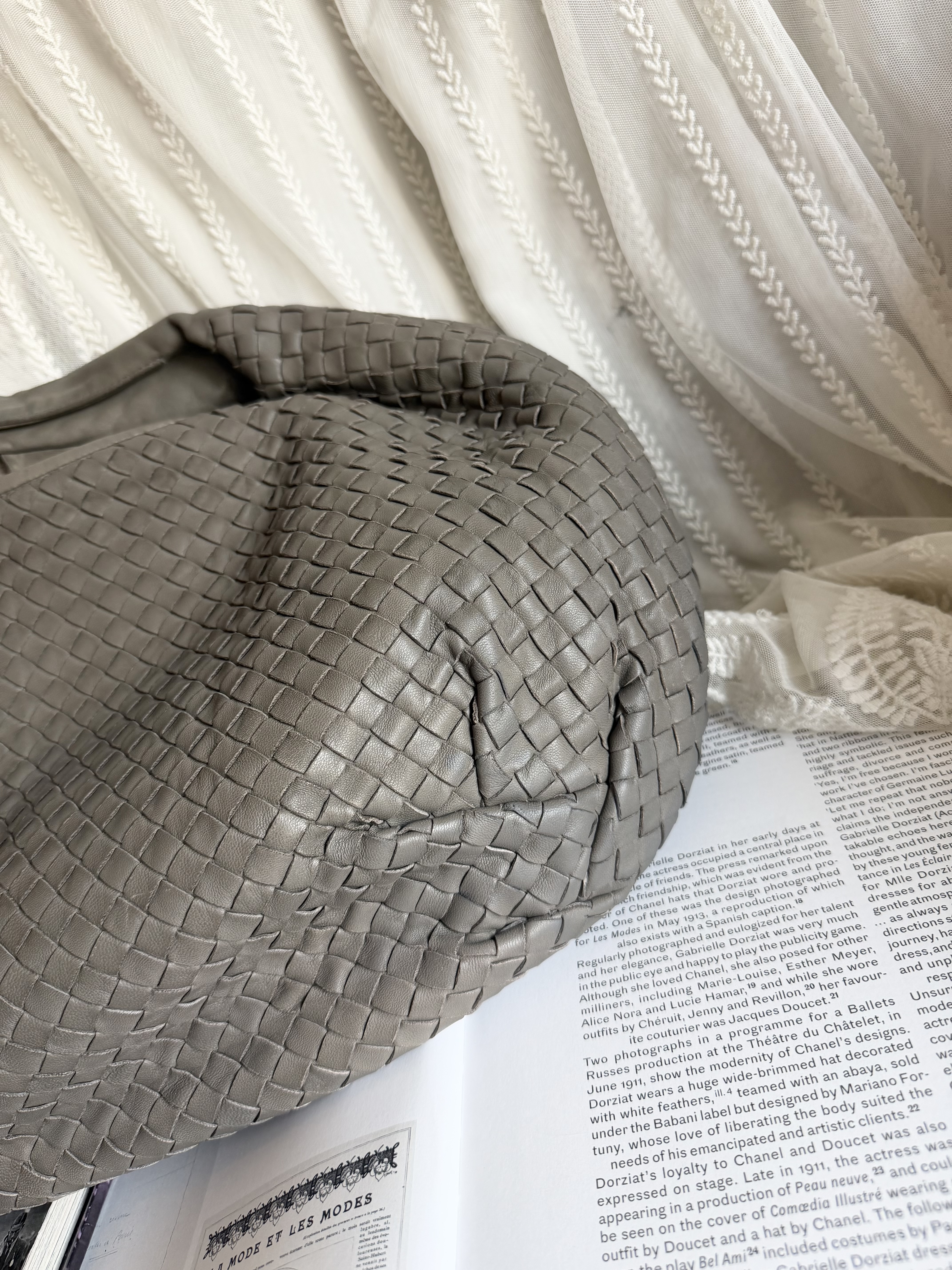 Bottega veneta grey Nappa Intrecciato Large Veneta Hobo bag