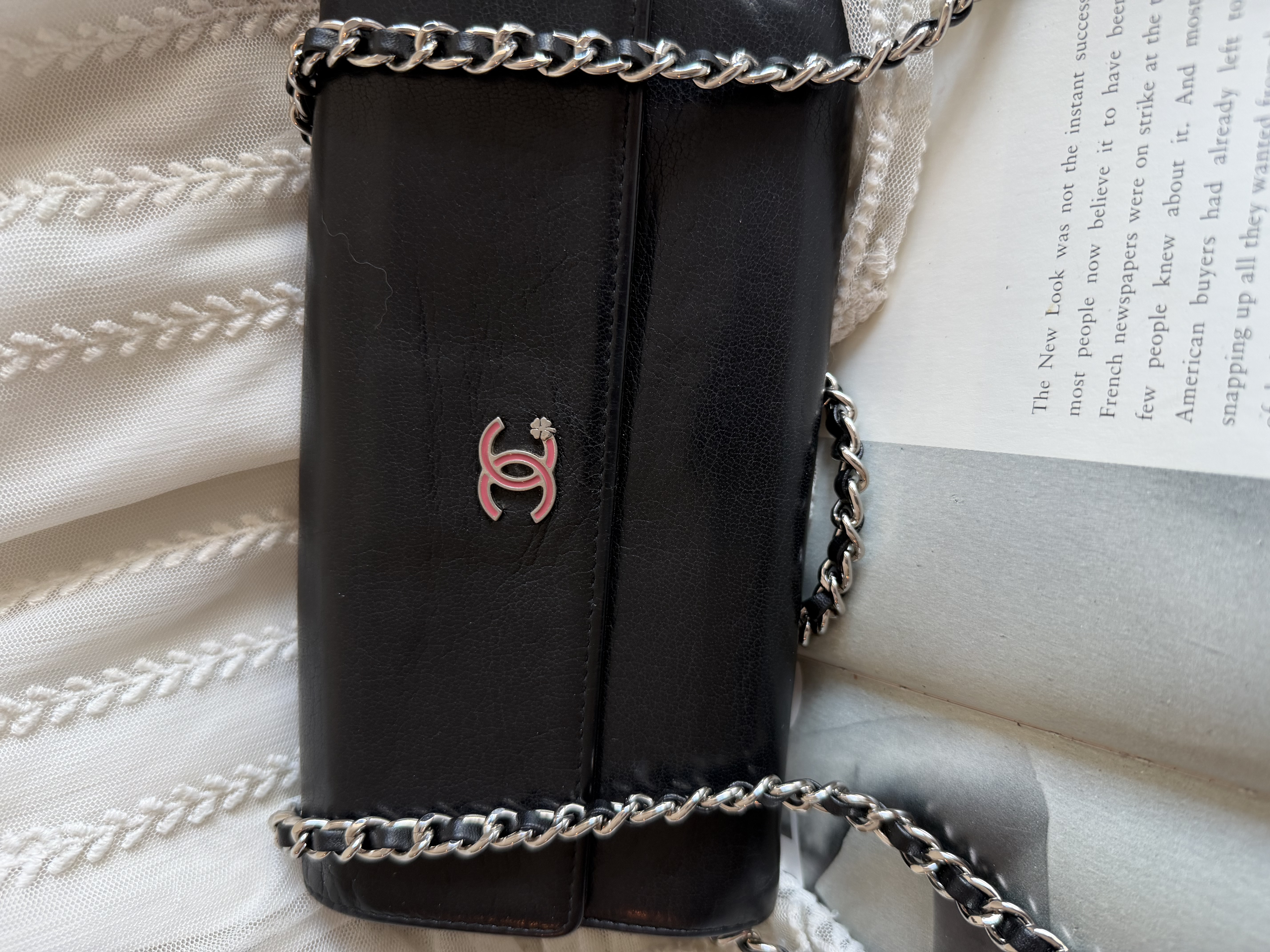 Chanel black leather wallet 