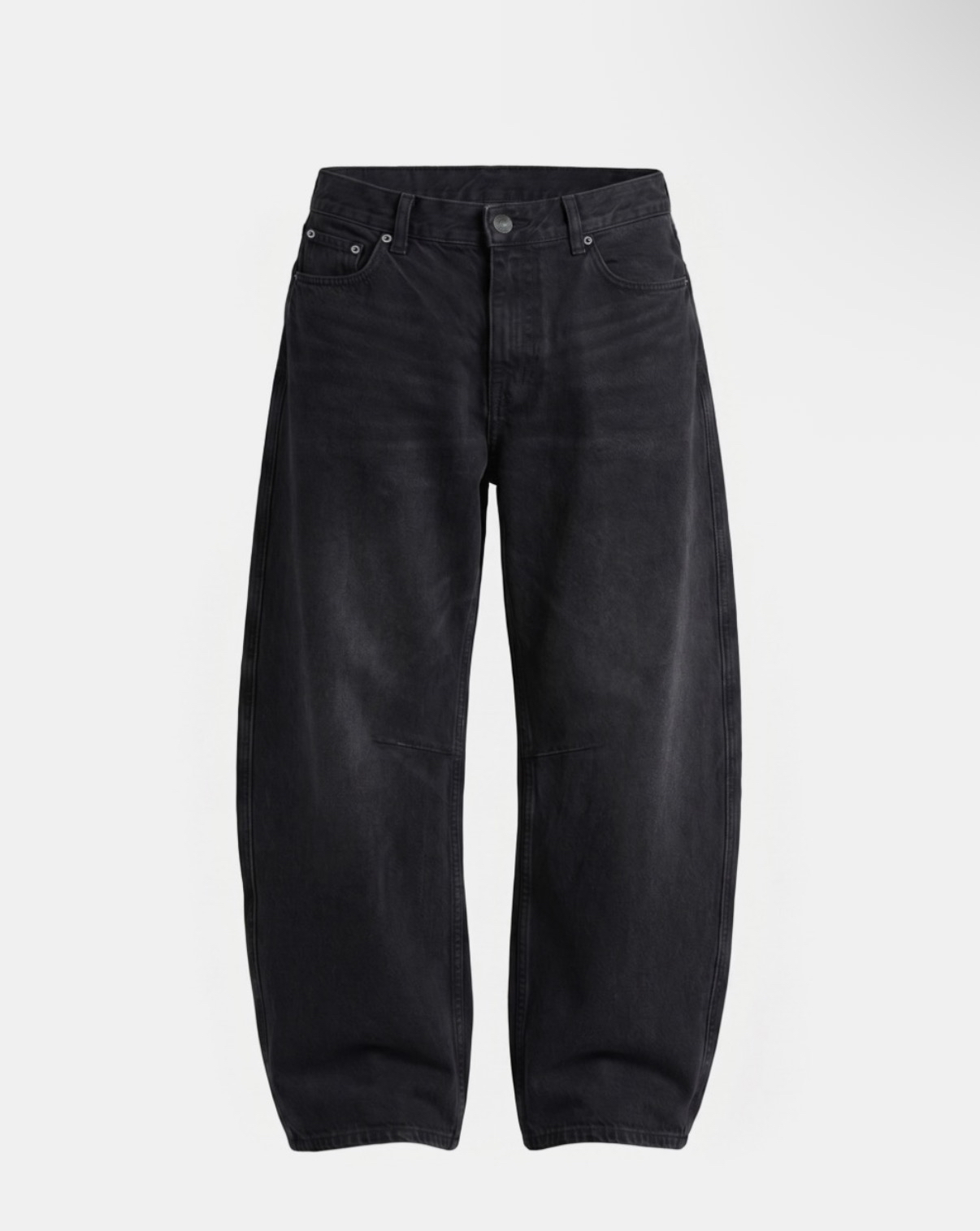 BADBLOOD新款 [w-pts26-096] 0521 Cinch-Back Semi Curved Pants - Black Denim