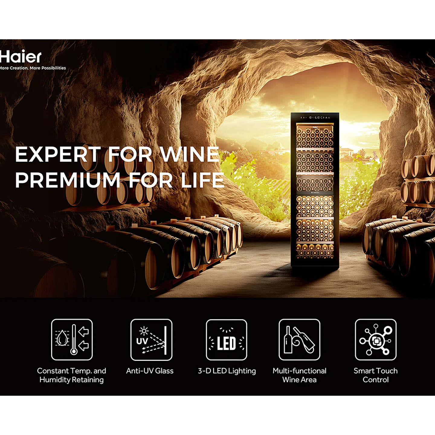 Haier 201 Bottles Wine Chiller (HWS-201GD)