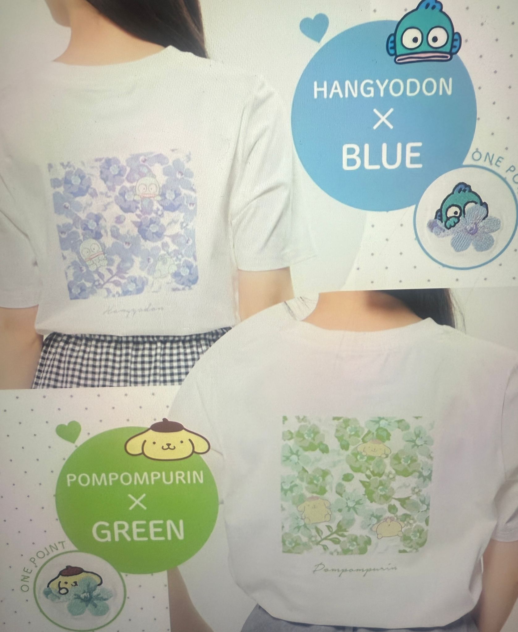 Honeys x sanrio 刺繡花前後logo tee Size xs/S /m /L /xl/2xl/3xl