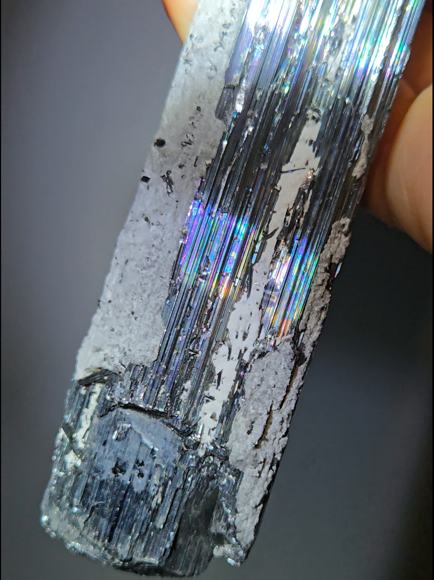 Stibnite wand with natural terminations, rainbow iridescence - STB10