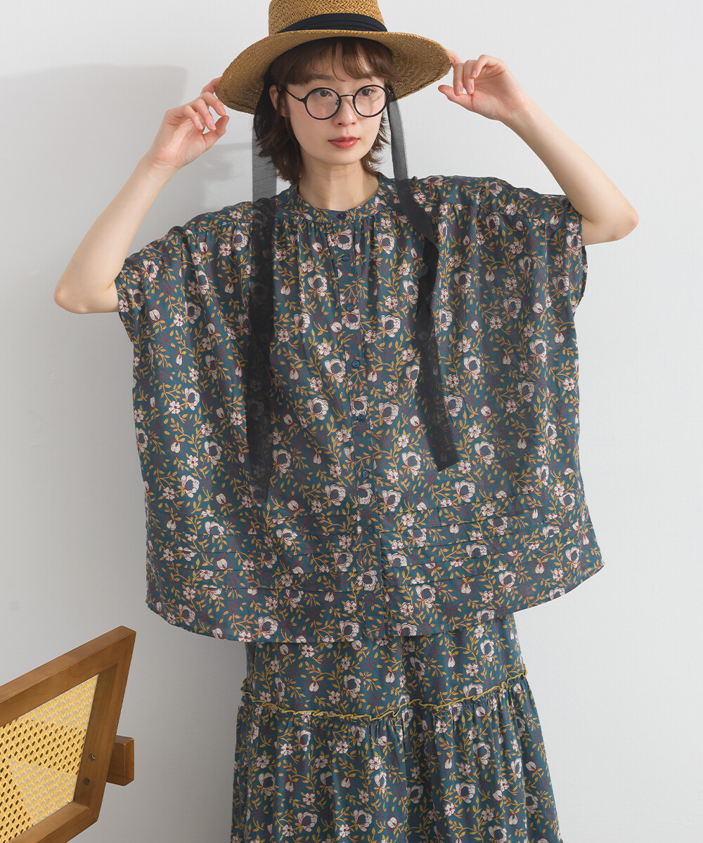 LP - 印度棉復古花卉襯衫 (藍色)