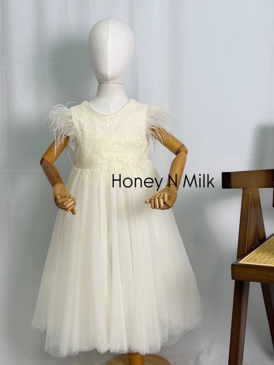 Feather White Long Gown