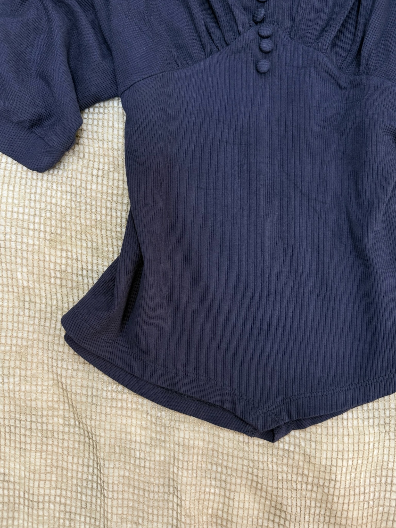 Axes Femme Ribbed Knit Top with Flared Dolman Sleeves