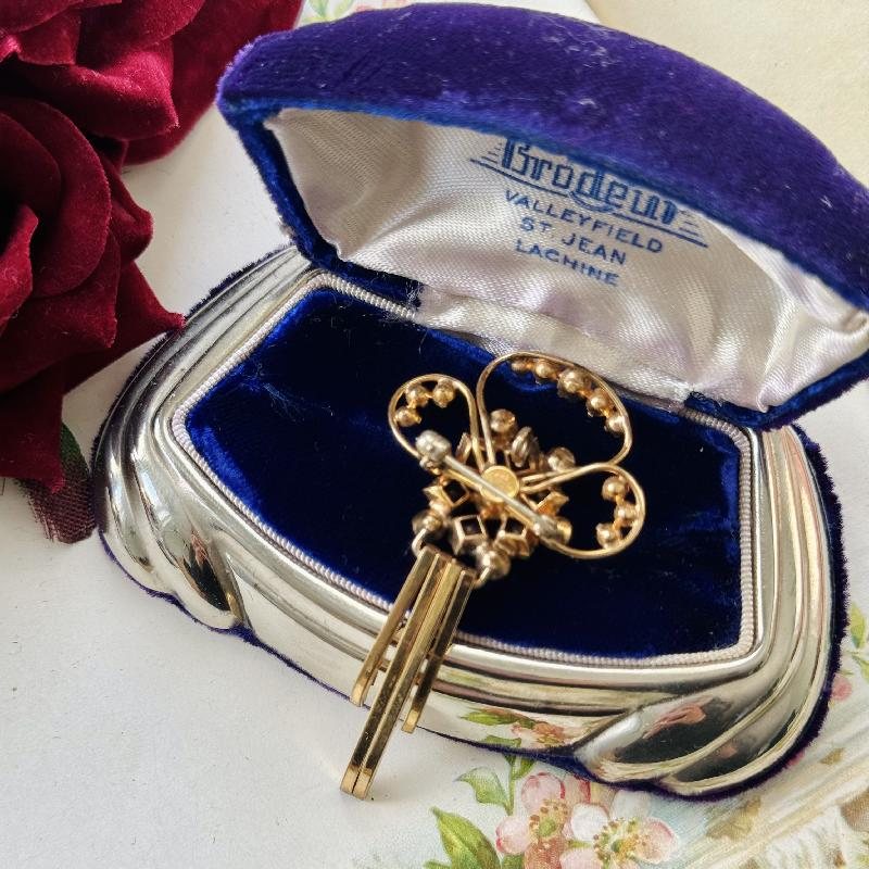 C.a. 1940s M&S 1/20 12Kt Gold Filled Elegant Motif Swinging Tassels Two-Way Brooch and Pendant(MT1805)