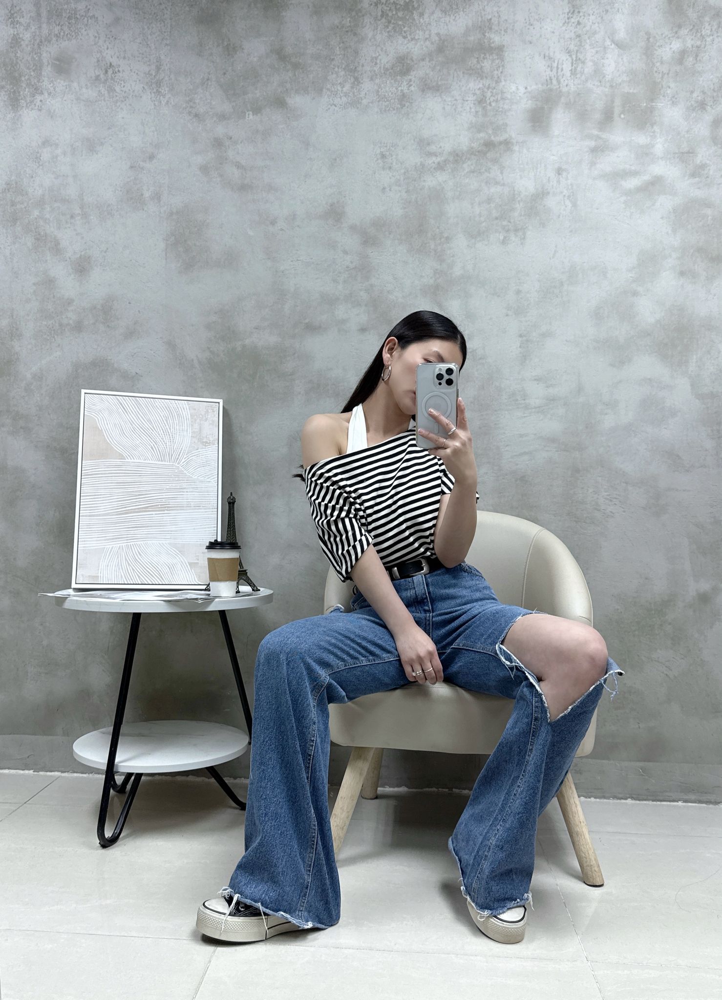 C08 假兩件橫間Top