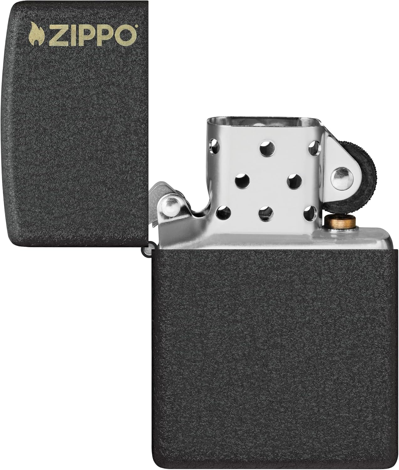 美國製造 | Zippo指定經銷商 Zippo 236ZL 經典標誌打火機 – 黑裂紋雷射刻 Zippo 徽章Classic Logo Lighter–Black Crackle Laser-Engraved Zippo Emblem