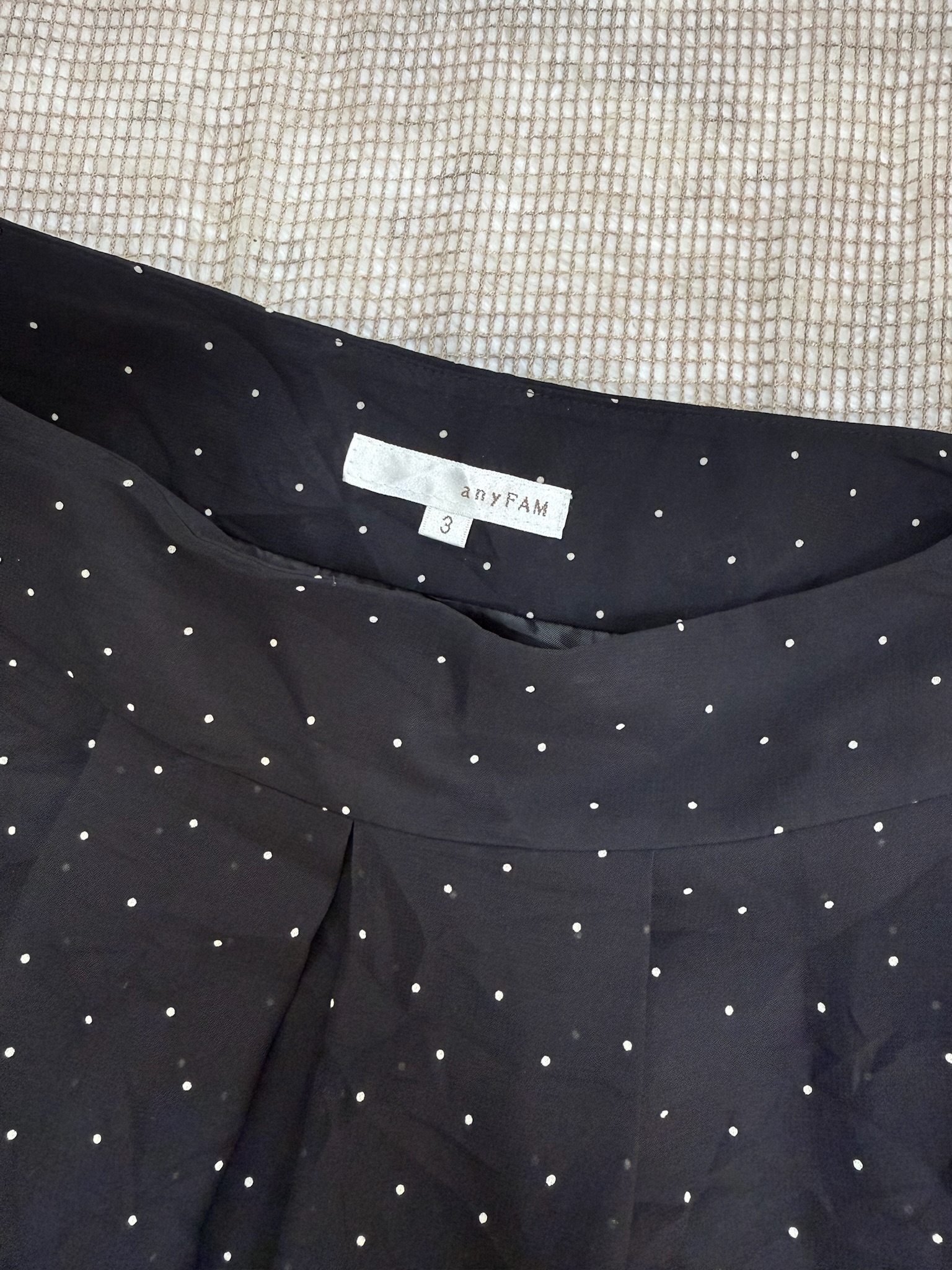 Black Polka Dot A-Line Skirt with Border Floral Print and Lace Hem