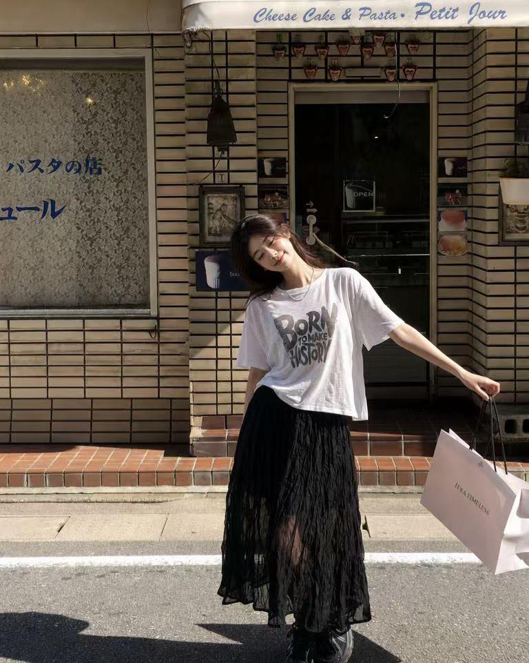 全棉短裝print tee