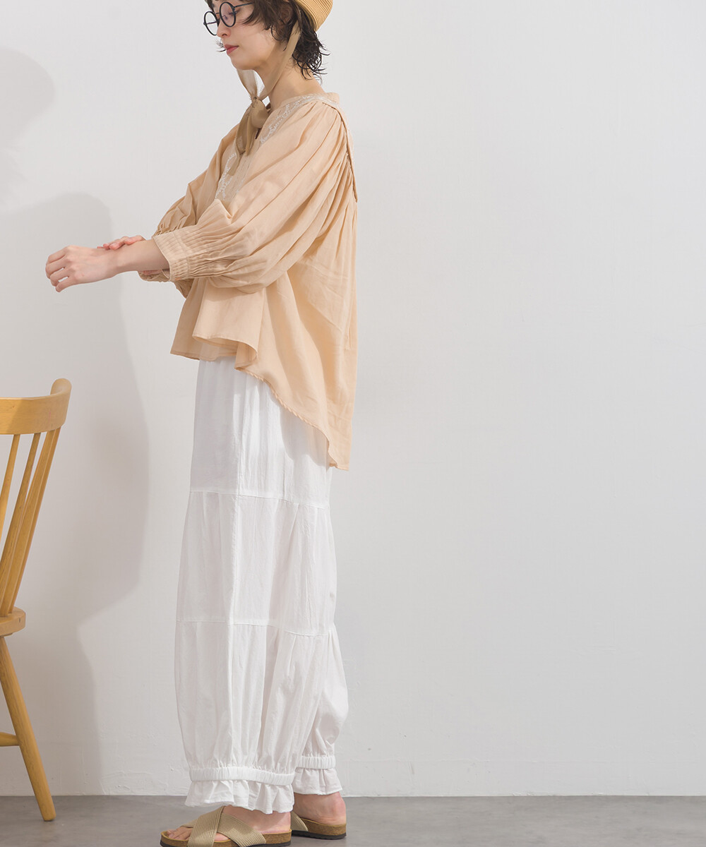 LP - 純棉圓點幾何刺繡襯衫 (淺粉色)