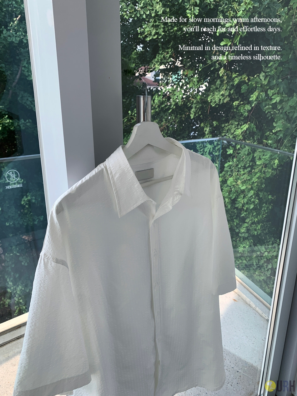 【100%保證韓國直送】Billy Stripe Seersucker 細條紋泡泡紗寬鬆短袖襯衫 👕 [2 color] RL115160