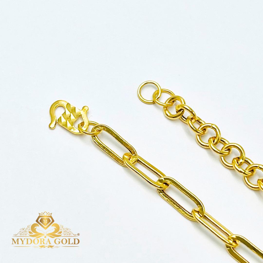 MYDORA Rantai Tangan Mini Gajah Paper Clip + LOVE Tengah l EMAS 916/22K