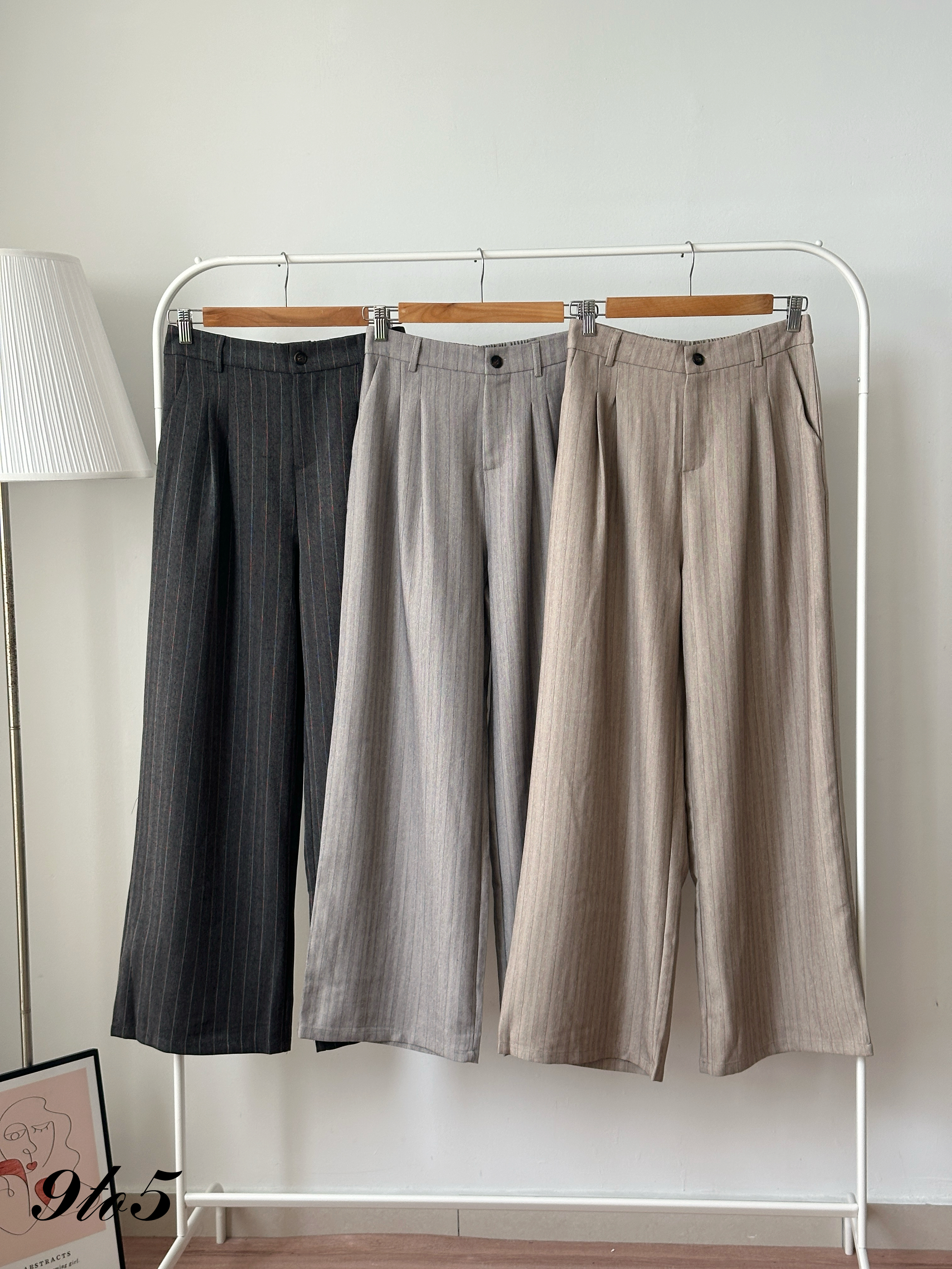 S2008 Striped Wide Leg Long Pants - 3 Colors 