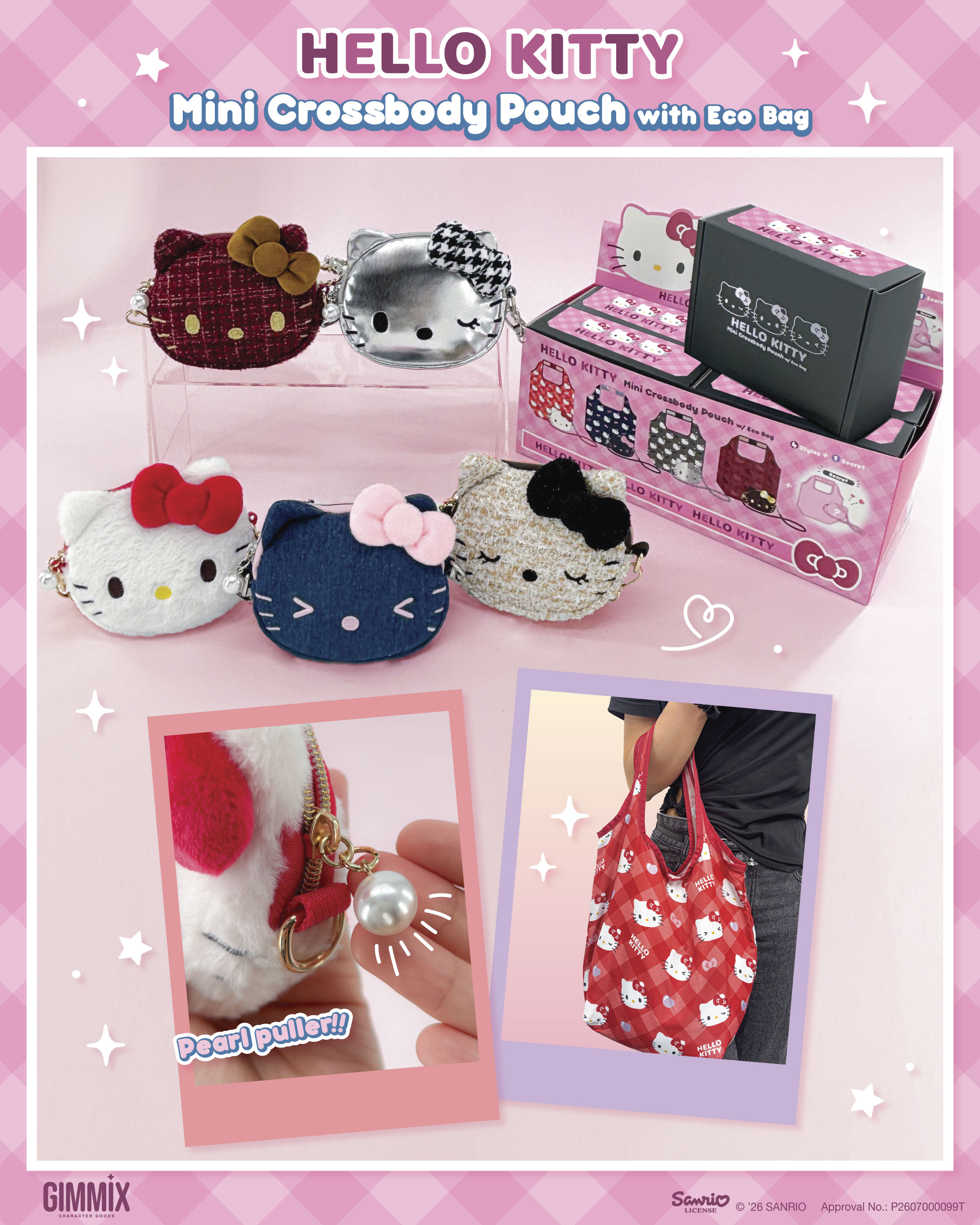 Hello Kitty Mini Crossbody Pouch With Eco Bag 迷你斜背包 (附環保袋）盲盒 (Full box 原盒 - 4pcs/box)