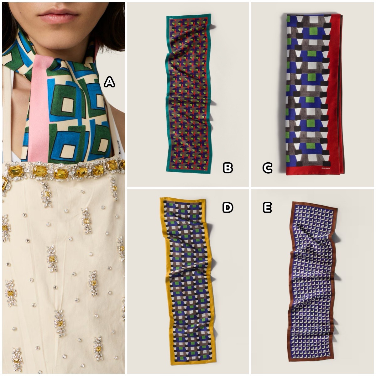Miu Miu Printed Silk Scarf 幾何印花絲巾