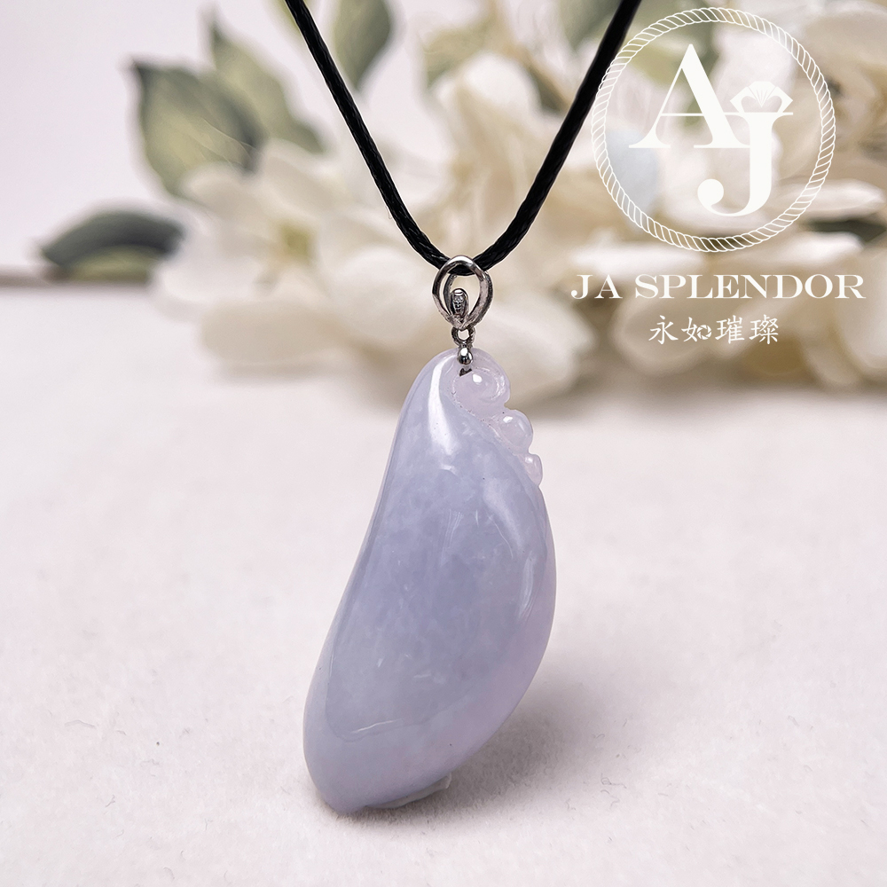 JNK-95 天然翡翠A玉 紫氣東來萬壽股果18K金吊墜