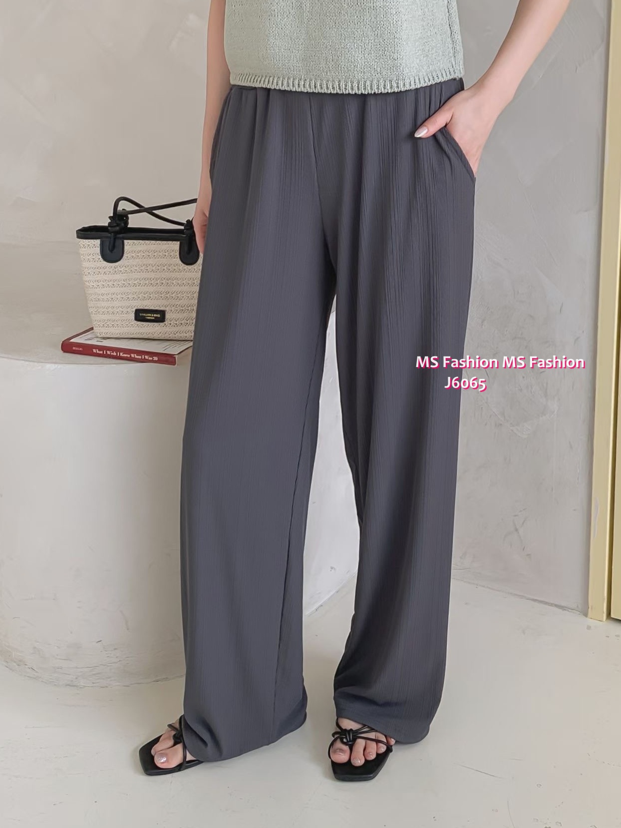 J6065 暗直紋休閒褲