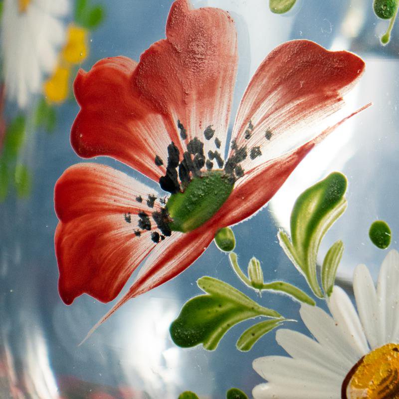 C.a. 1920s Art Deco Czechoslovakia Hand-painted Folk Floral Pattern Czech Water Jug/Pitcher (GE006)