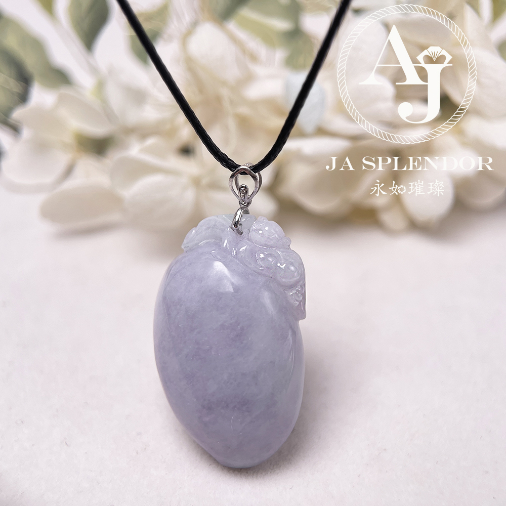 JNK-91 天然翡翠A玉 【猴】冰糯紫羅蘭靈猴獻壽18K吊墜