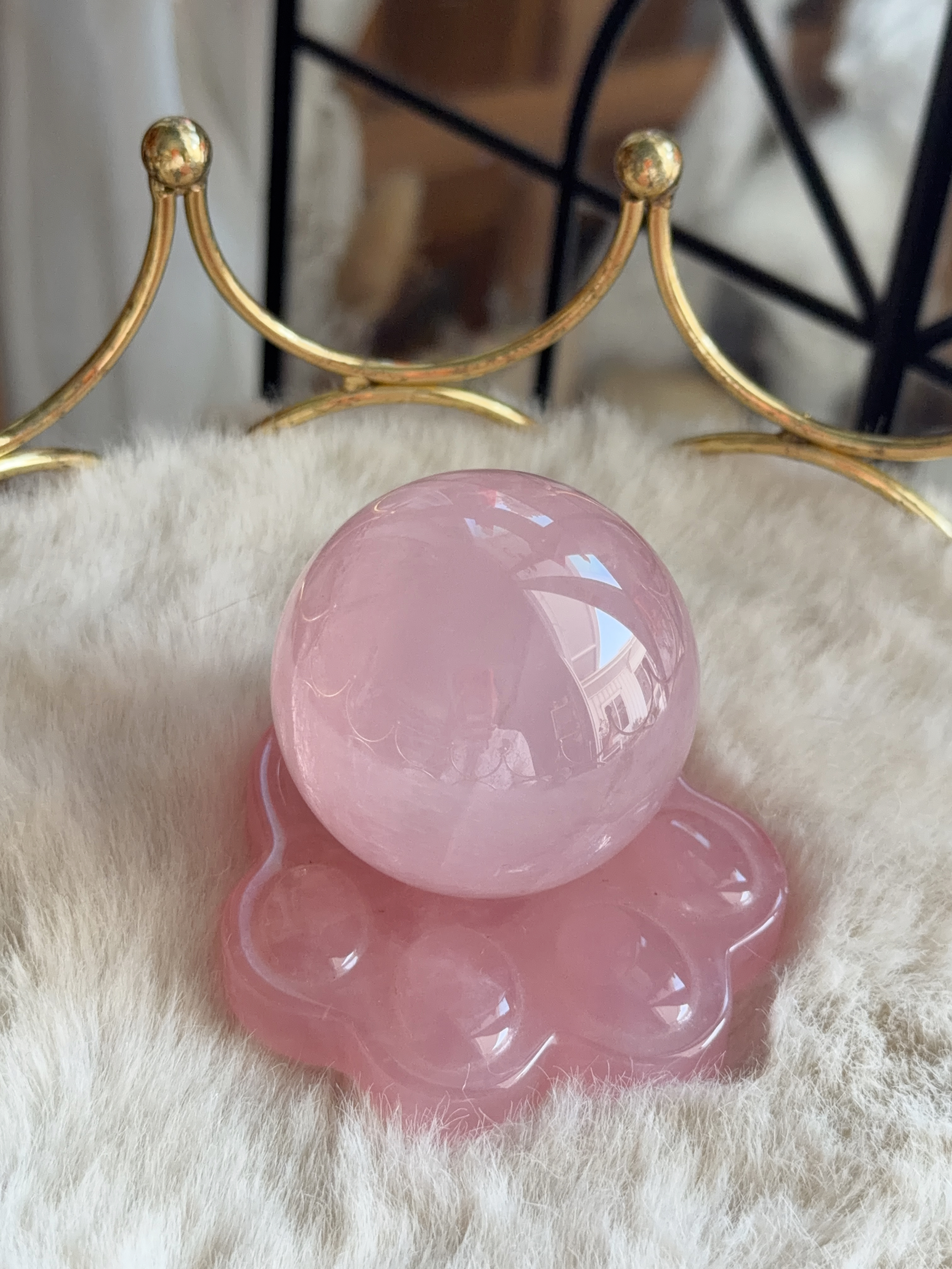 粉晶球+粉晶底座
