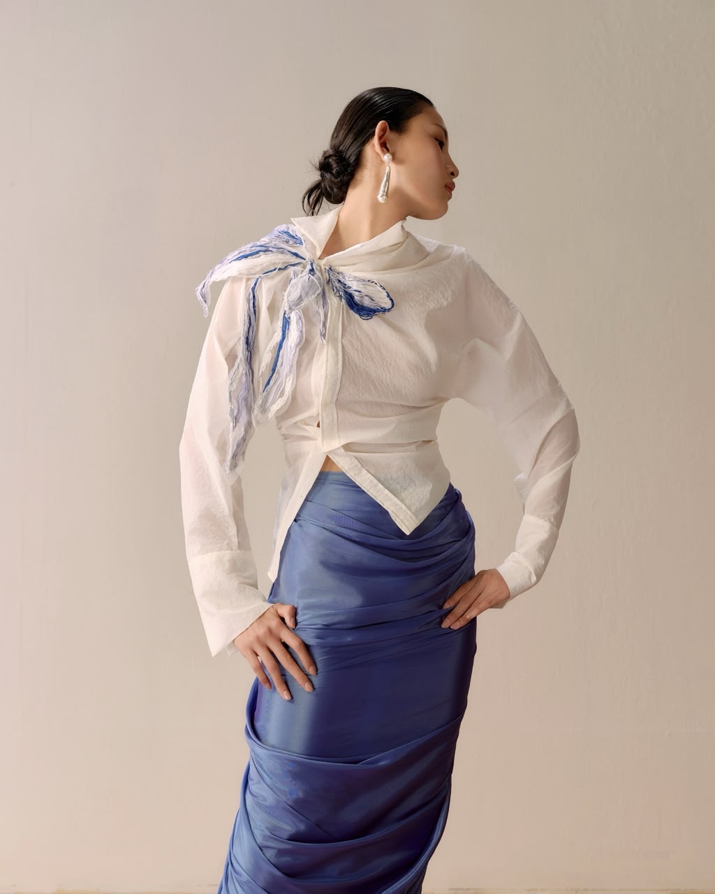 Asymmetric Floral Shirt