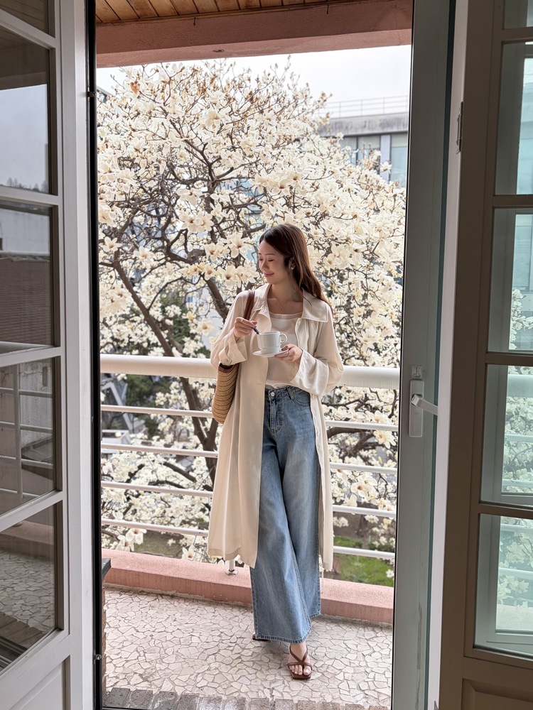 [薄!] Faded Wash Wide Leg Jeans