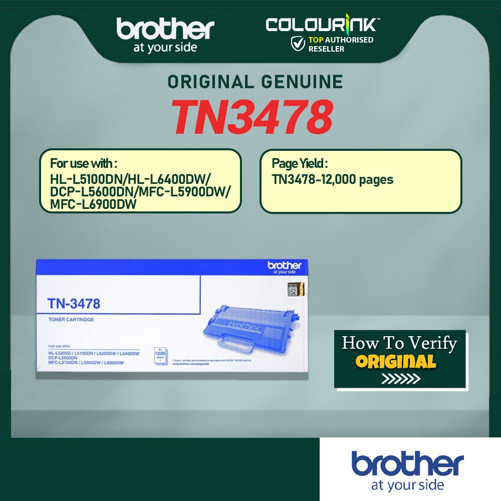 Brother Original TN-3478 Toner 12K HL-L5100DN｜HL-L6400DW｜DCP-L5600DN｜ MFC-L5900DN ｜MFC-L6900DW TN3478