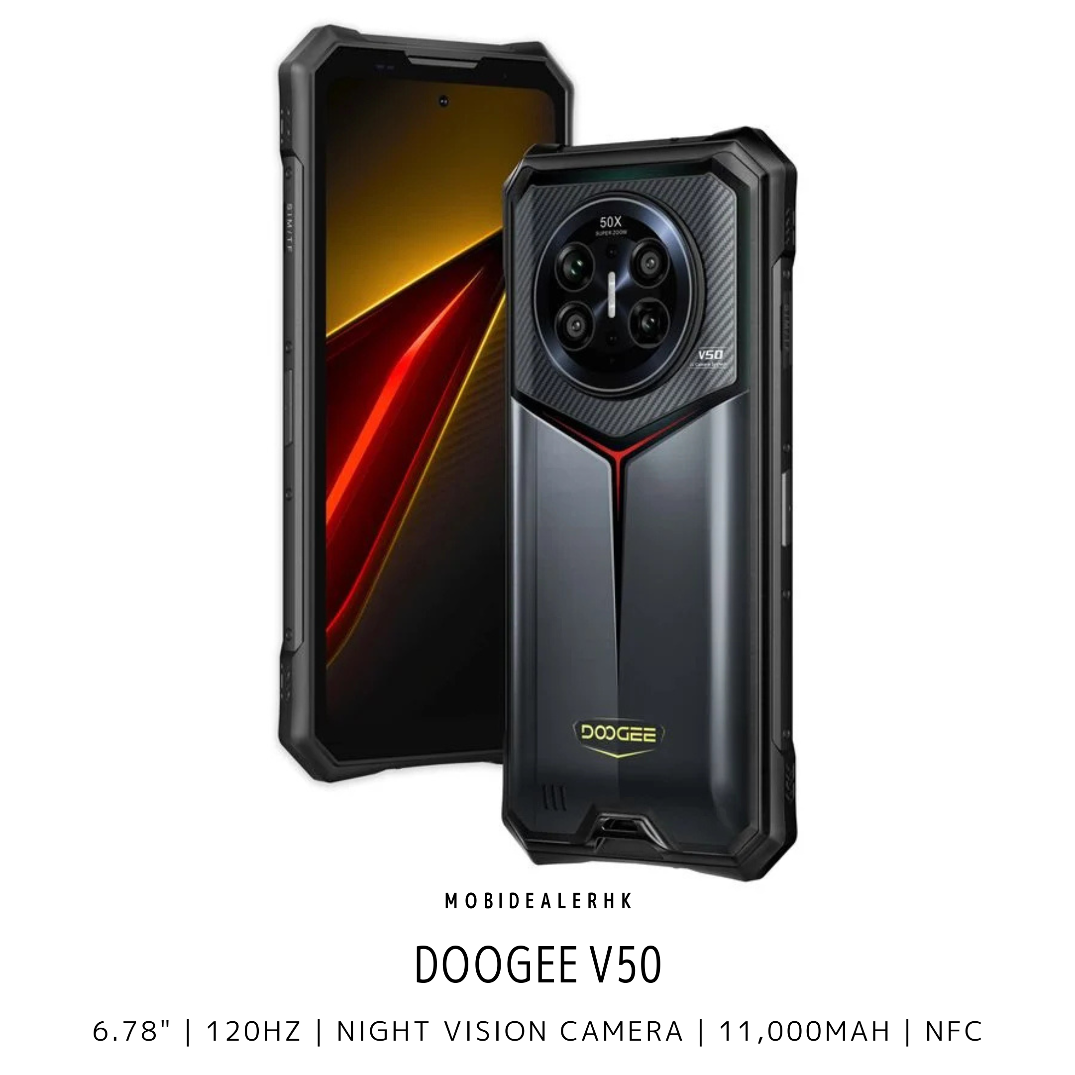 Doogee V50 | 道格 V50 | 5G | 三防手機 | 12/16+256/512Gb | 6.78" | 120Hz | 夜視鏡 | 11,000mAh | NFC