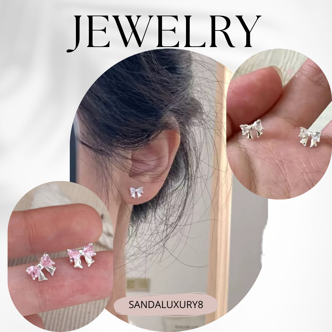 Crystal Bow Stud Earrings 