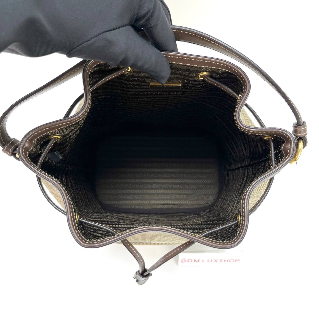 Prada Canvas Bucket Bag Dark Brown GHW