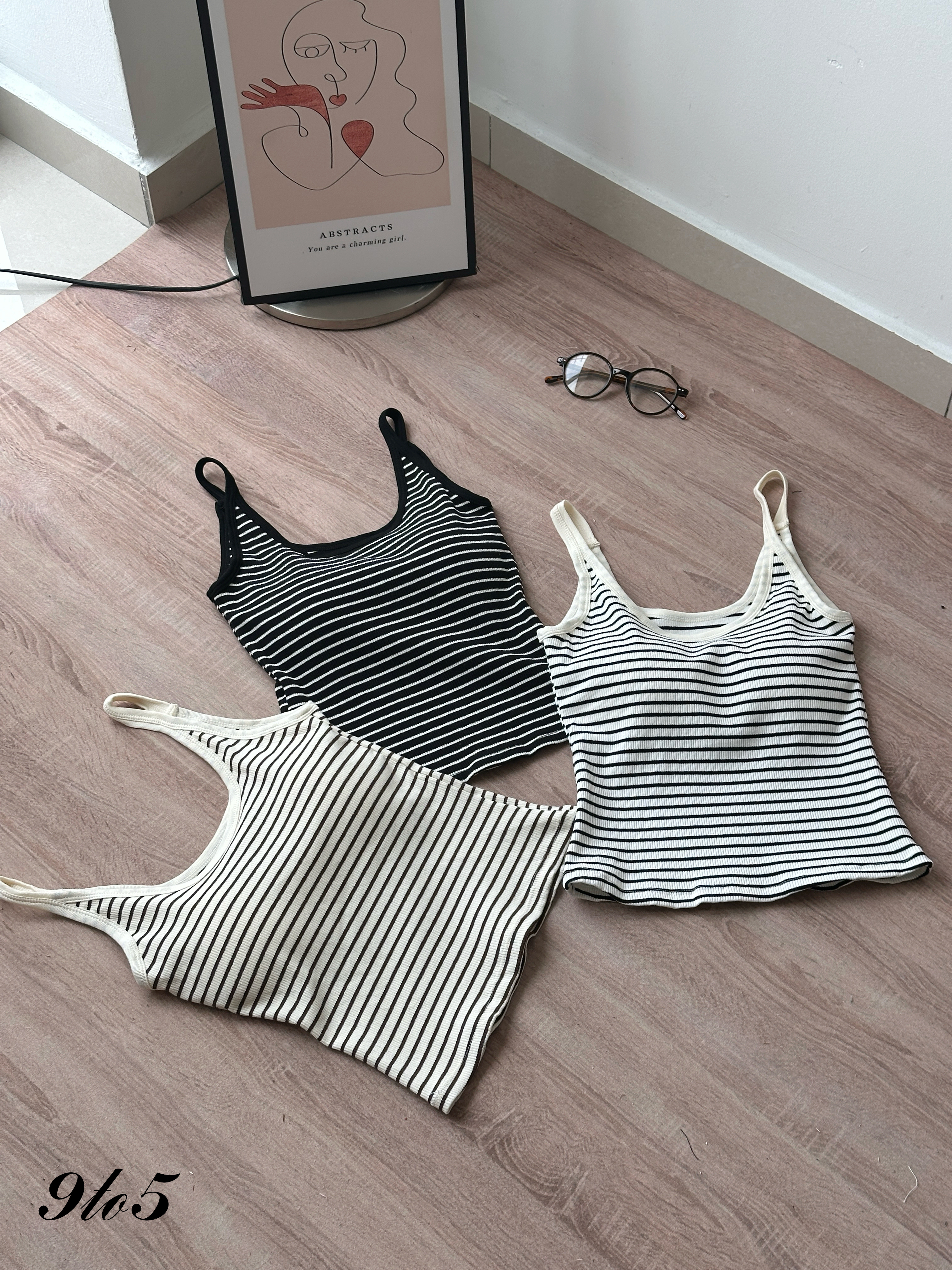 T4411 Striped Ribbed Tank Top - 3 Colors 
