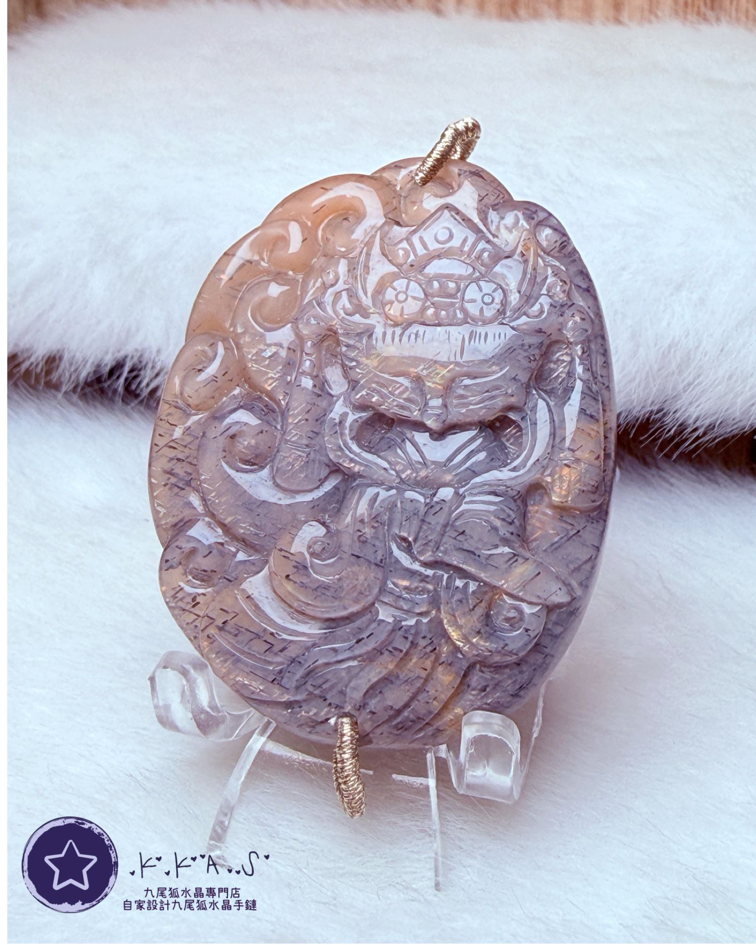 K00143 黑金骨幹 狐娘娘 - 吊墜/手牌兩用款