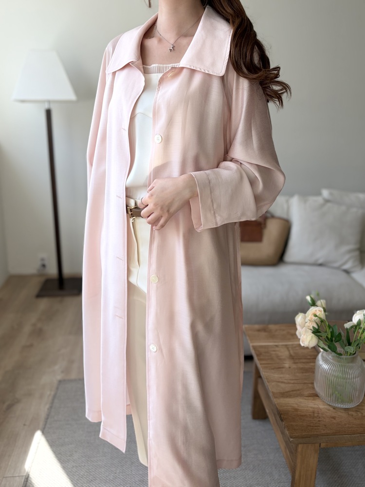 Silky Belted Trench Coat (Pink)