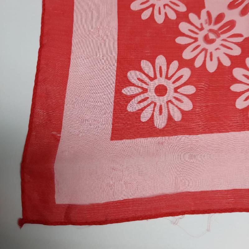 Vintage 1960s Red Floral Pattern Sheer Chiffon Long Scarf From Germany(MT1602)