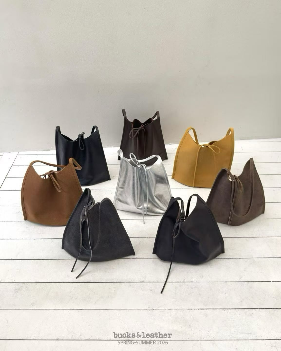 Bucks & Leather 法式鬆弛感真皮抽繩雙用包 
