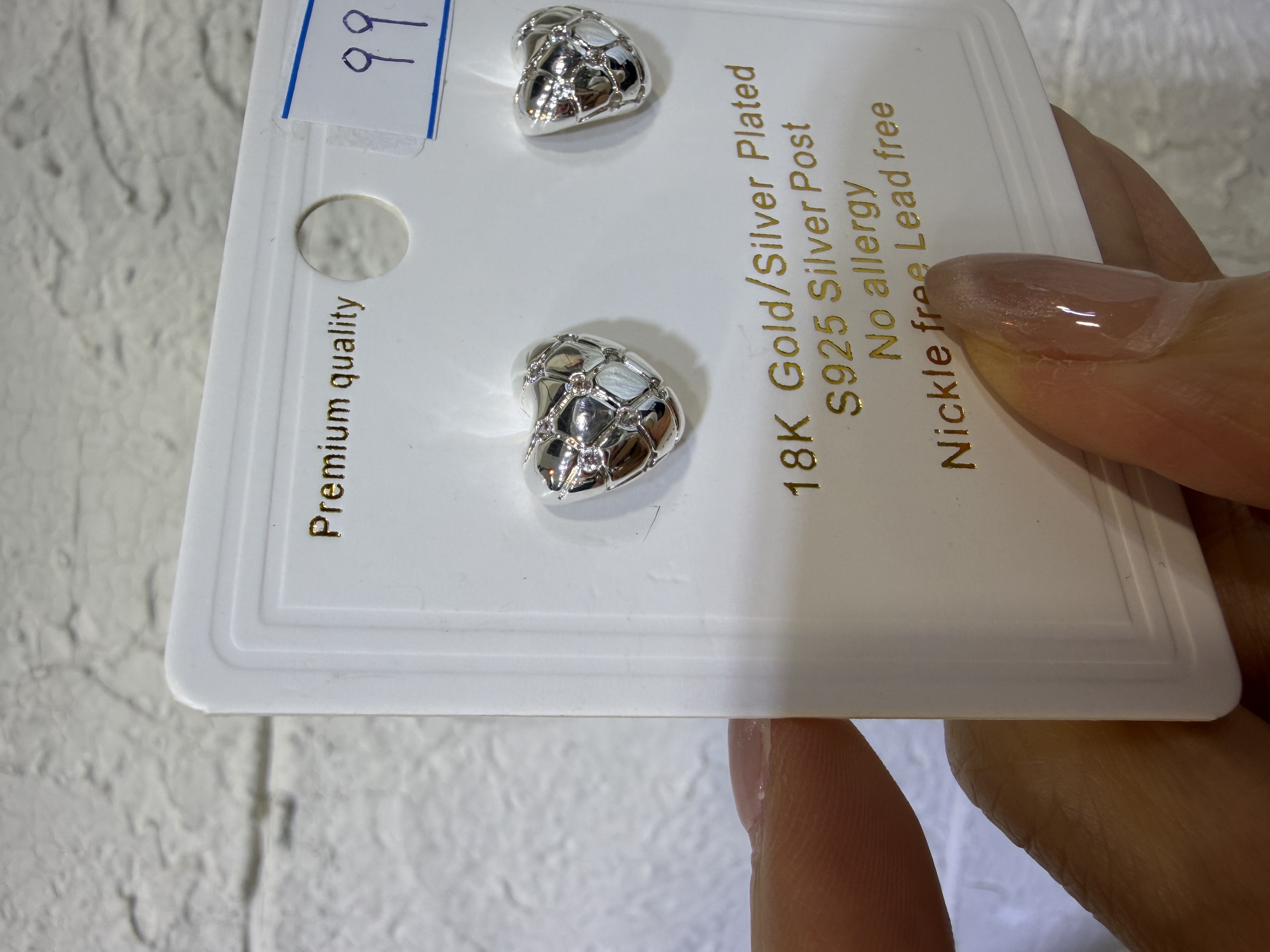 泰國🇹🇭銀鍍層 S925 銀針心形耳環